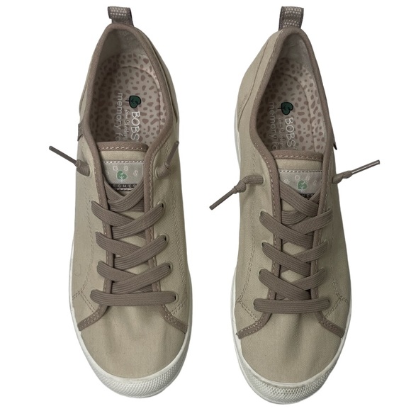 BOBS Sketchers Beyond Simply Earthy Tan Laced Slip On Canvas Sneakers Size 11 - Picture 7 of 16